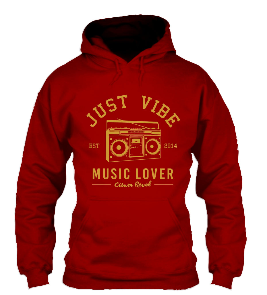 Just Vibe Maroon Hoodie with Gold Print