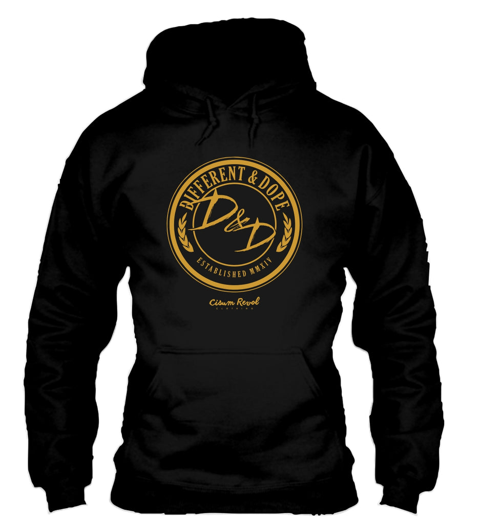 Different & Dope (D&D) Black Hoodie with Gold Print