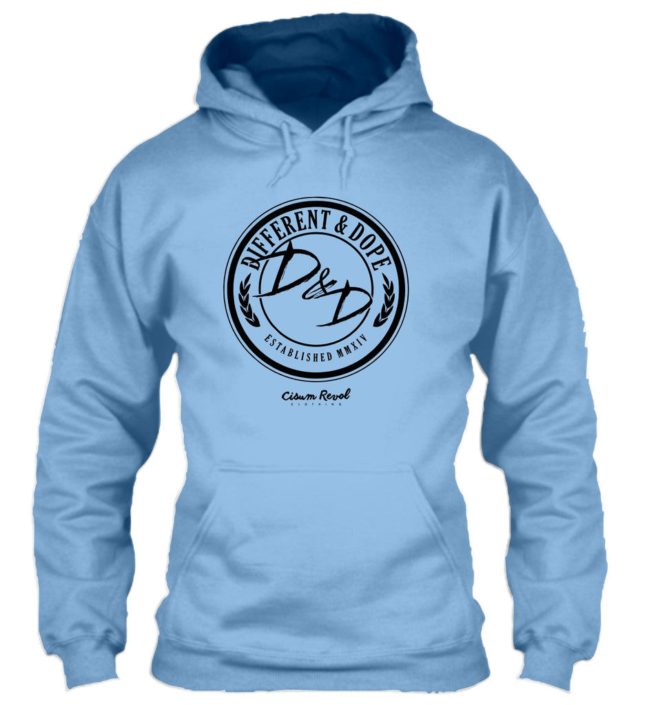 Different & Dope (D&D) Carolina Blue Hoodie with White Print