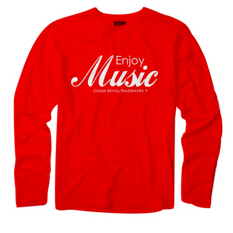 Enjoy Music Red Long Sleeve Tee with White Print