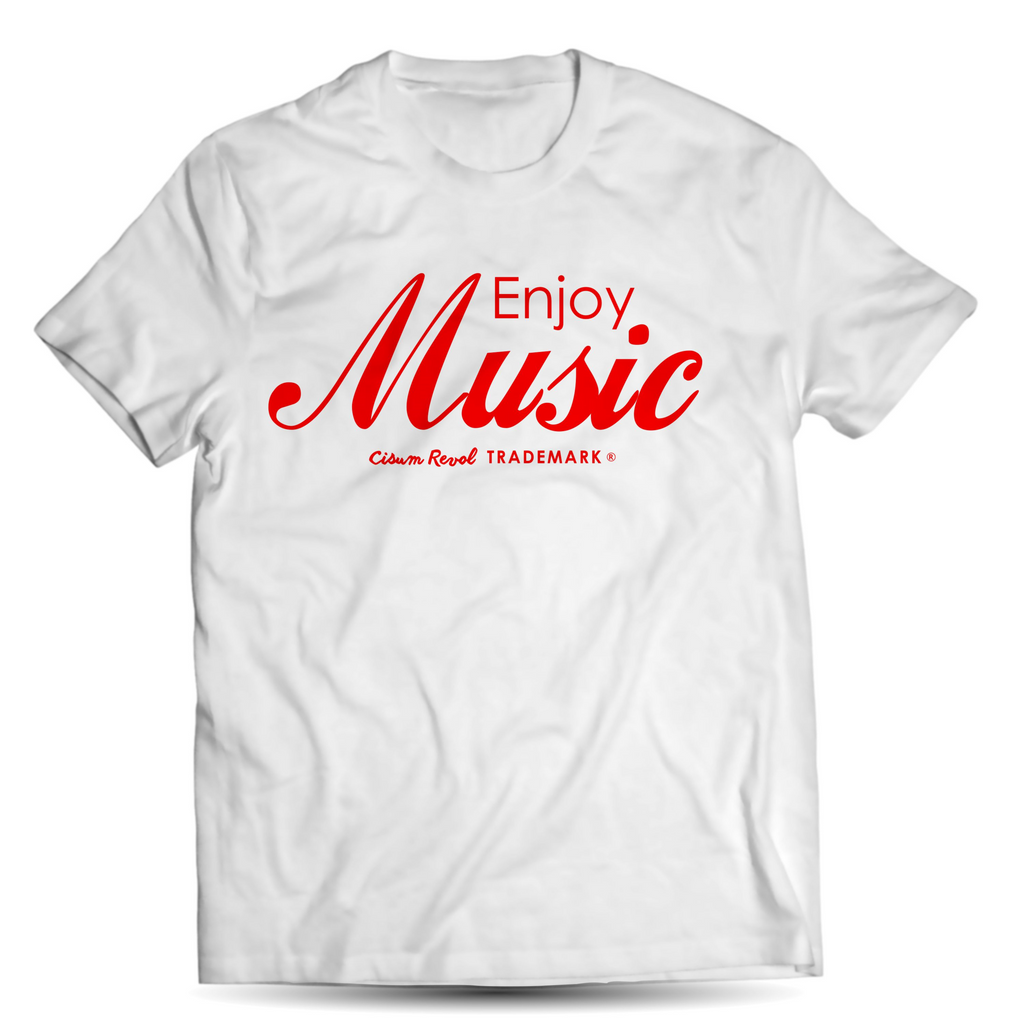 Enjoy Music White Tee with Red Print