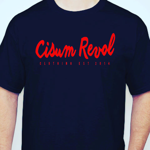 Cisum Revol Short Sleeve Navy Shirt w/ Red Print