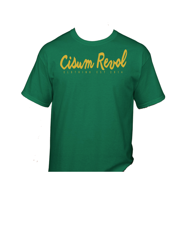 Cisum Revol "Notre Dame" Green SHORT SLEEVE SHIRT w/ Gold Print