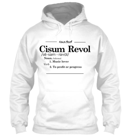 "DEFINITION" White Hoodie with Black Print