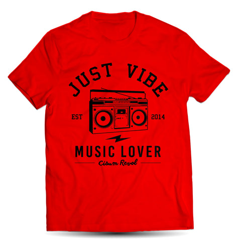 Just Vibe Red Tee With Black Print
