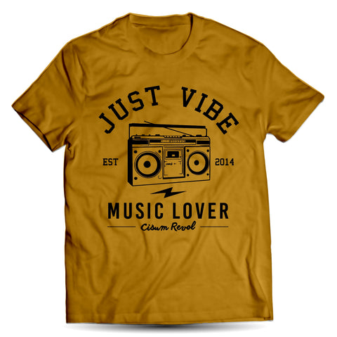 Just Vibe Gold Tee With Black Print