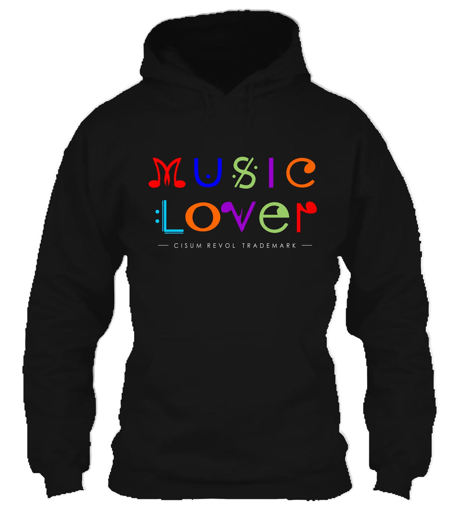 MUSIC LOVER Black Hoodie With Multi-Color Print