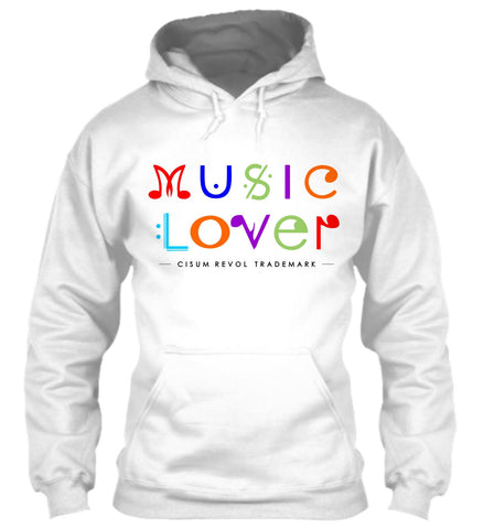 MUSIC LOVER White Hoodie With Multi-Color Print