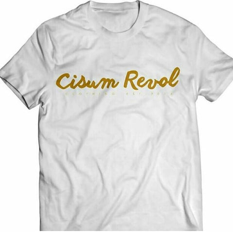 Cisum Revol White Short Sleeve T-Shirt w/ Gold Print
