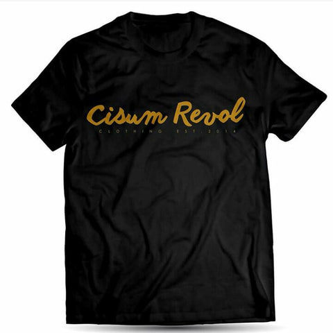 Cisum Revol Black Short Sleeve Tee with Gold Print