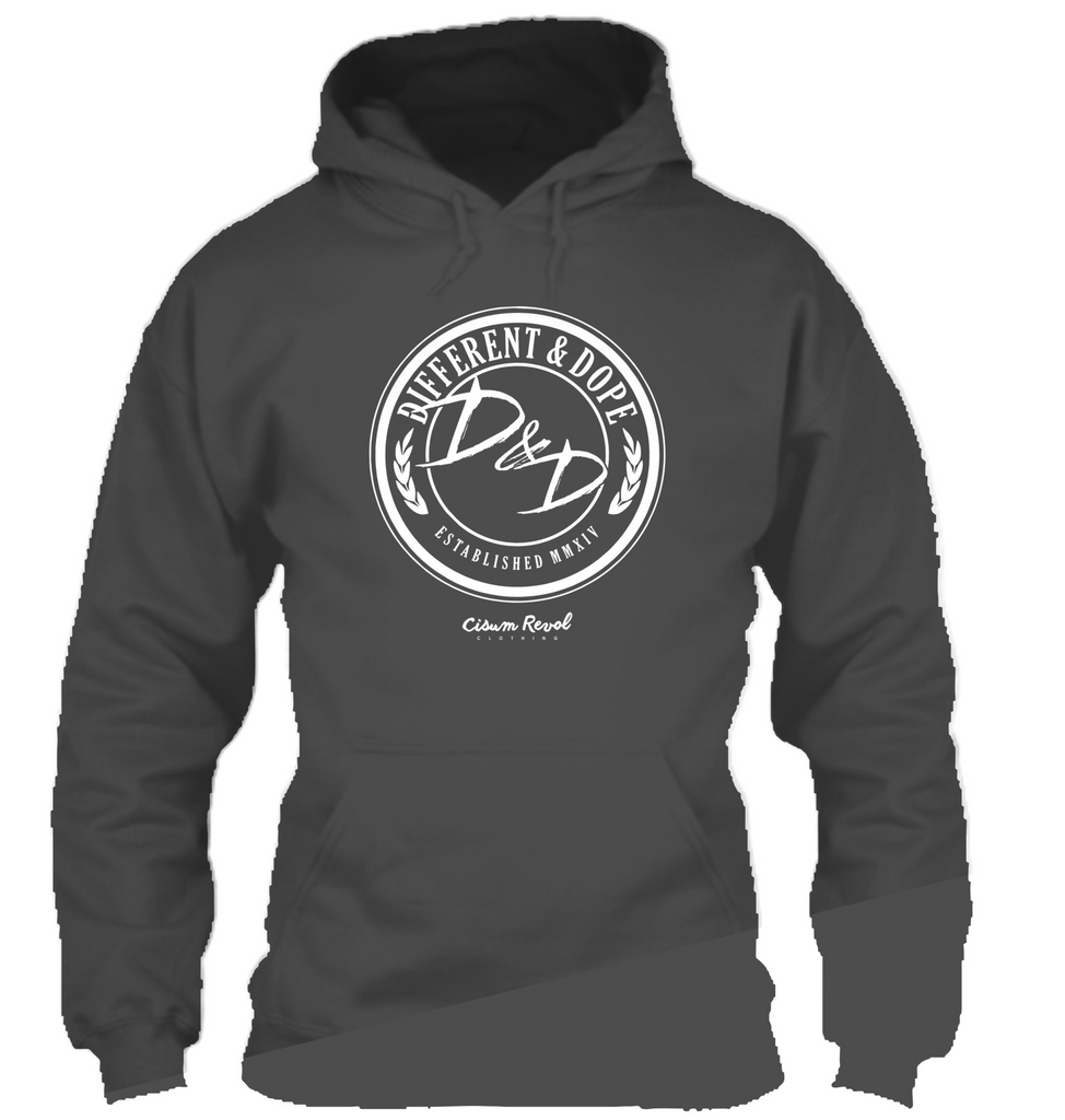 Different & Dope (D&D) Grey Hoodie with White Print