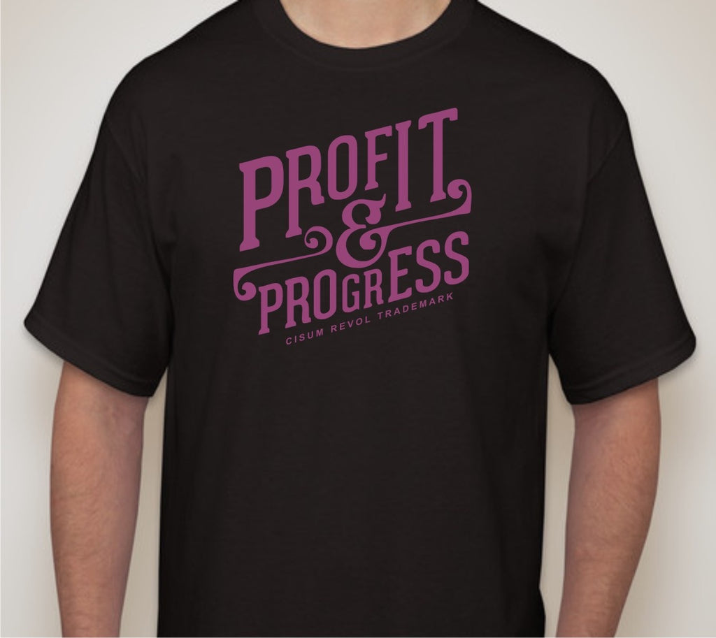 “Profit & Progress Tee” Black T-shirt with Purple Print