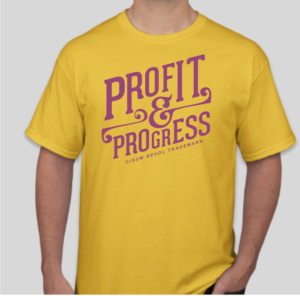 “Profit & Progress Tee” Daisy Tshirt with Purple Print